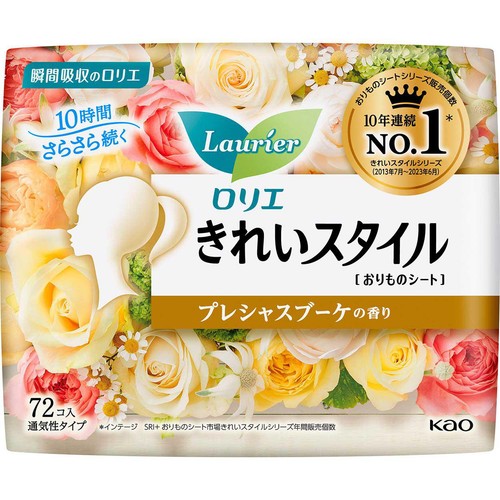 花王 ロリエ きれいスタイル おりものシート プレシャスブーケの香り 72個