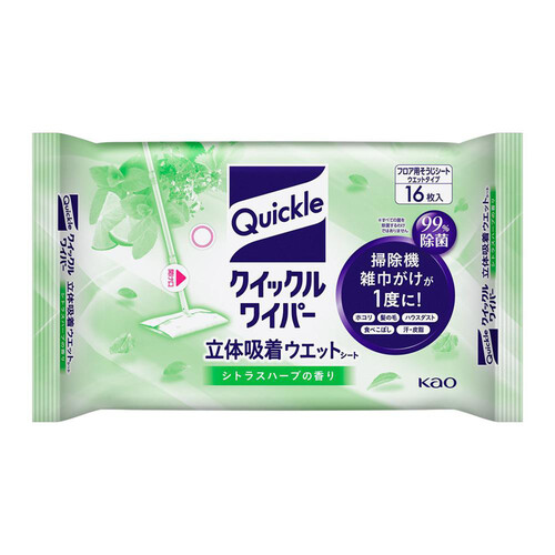 花王 クイックルワイパー立体吸着ウエット シトラスハーブ 32枚 Green