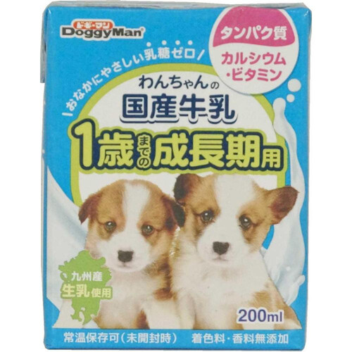 【ペット用】 ドギーマン ハヤシ わんちゃんの国産牛乳 1歳までの成長期用 200ml