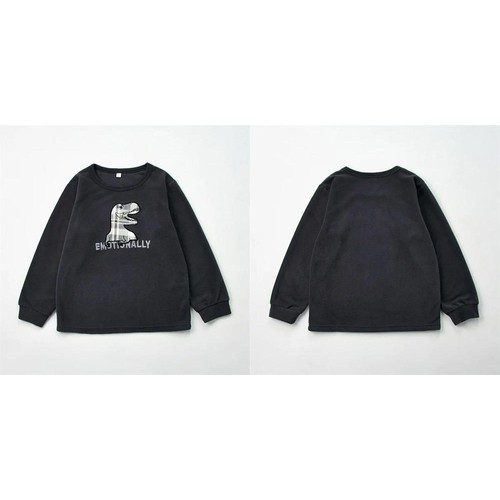 PEACE FIT(ピースフィット)WARM フリース長袖ルームウェア 恐竜アップリケ 男の子 ブルー 120cm トップバリュ