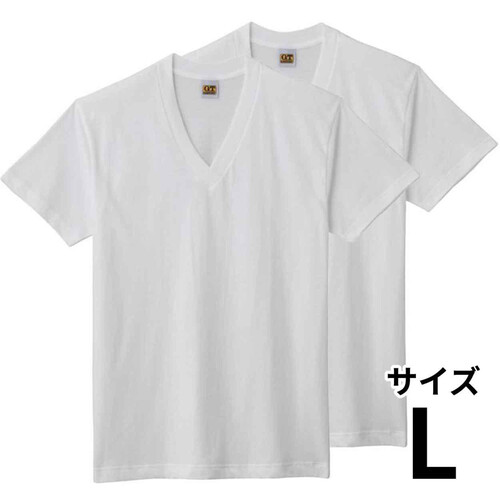 グンゼ 紳士 G.T.HAWKINS 2枚組VネックTシャツ L ホワイト