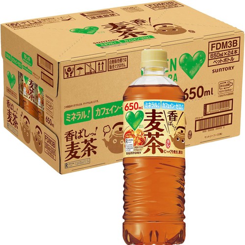 サントリー グリーンダカラ 香ばしっ!麦茶 1ケース 650ml x 24本 Green
