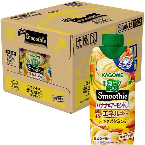 カゴメ 野菜生活 バナナ&アーモンドスムージー 1ケース 330ml x 12本
