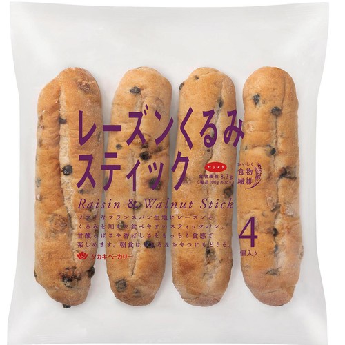 タカキベーカリー レーズンくるみスティック 4個入
