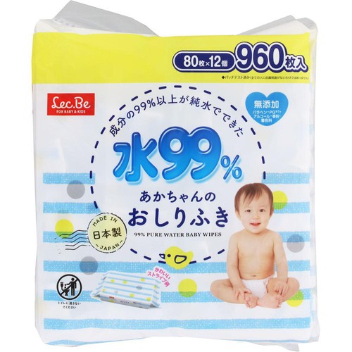 レック 水99%おしりふき 80枚 x 12個パック