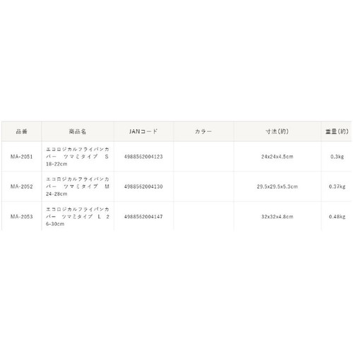 エコロジカル フライパンカバー24−28cm対応 日本製 ツマミタイプM