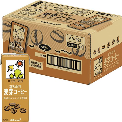 キッコーマン 豆乳飲料 麦芽コーヒー 1ケース 200ml x 18本