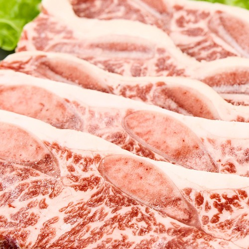 【冷凍】本格焼肉 牛肉骨付きカルビ焼肉用(アメリカ産：8mmカット) 500g