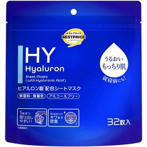 ヒアルロン酸配合シートマスク アルコールフリー 32枚 トップバリュ