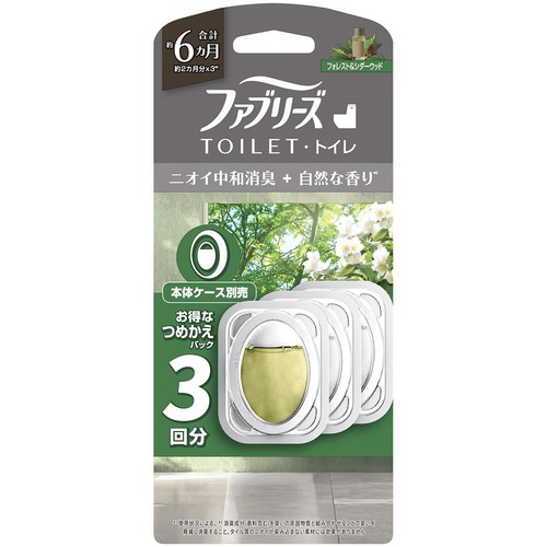P&G ファブリーズトイレ用消臭剤 ニオイ中和消臭+自然な香り フォレスト&シダーウッドつめかえ3個 6.3mL x 3回分