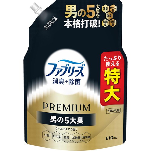 P&G ファブリーズ 消臭+除菌プレミアムメン クールアクアの香り つめかえ用 特大サイズ 消臭スプレー 610mL