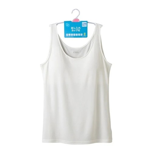 PEACE FIT(ピースフィット) COOL 出し入れできるカップ付 タンクトップ 婦人 オフホワイトM トップバリュ