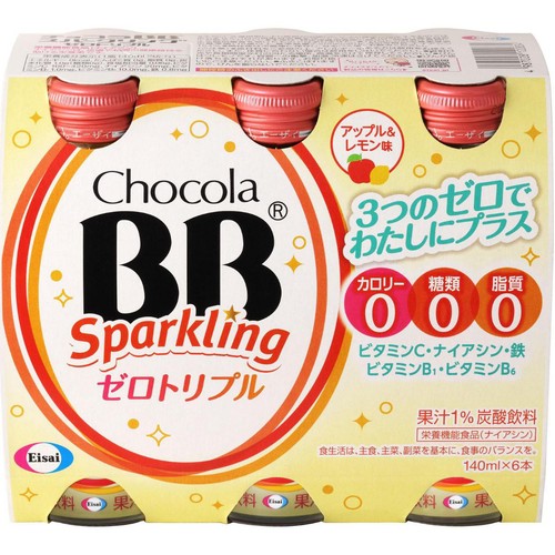 エーザイ チョコラBB スパークリング ゼロトリプル アップル&レモン味 140ml x 6本