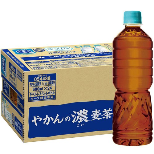 コカ・コーラ やかんの濃麦茶 ラベルレス 1ケース 600ml x 24本 Green