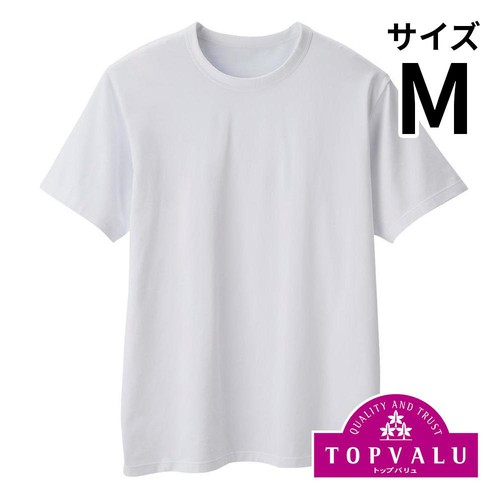 PEACE FIT(ピースフィット) SilkyFACT コットン半袖クルーネックTシャツ 紳士 シロ M トップバリュ