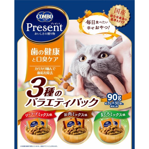 【ペット用】 日本ペットフード 国産コンボプレゼント 歯の健康と口臭ケア 3種のバラエティパック 90g