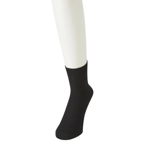 リブ無地 ショート丈ソックス 4足組 紳士 クロ 25-27cm トップバリュ