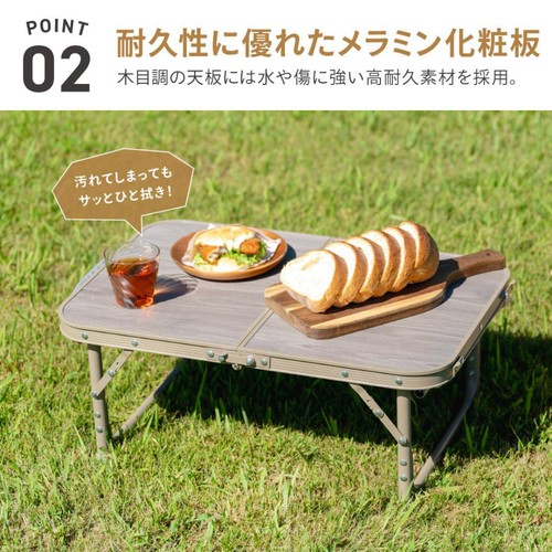 2WAYアルミテーブル 幅60 x 奥行40cm FT25-6040(VGY)