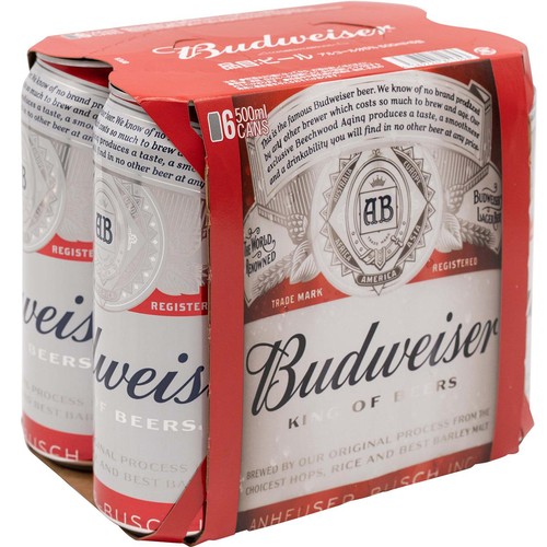 【5%】 AB InBev バドワイザー 500ml x 6本