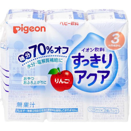 ピジョン すっきりアクア りんご 3ヵ月頃から 125ml x 3個パック Green