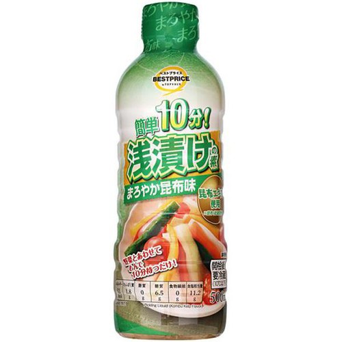 簡単10分！浅漬けの素　まろやか昆布味 500ml トップバリュベストプライス