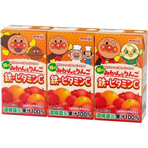 明治 アンパンマンの朝のみかんとりんご 鉄・ビタミンC 125ml x 3本