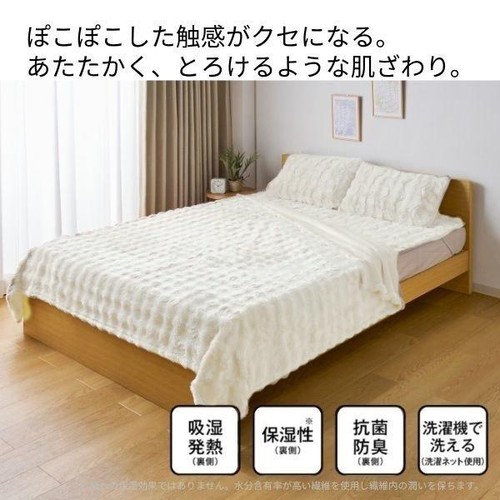 あたたかい ふわぽこ毛布ヒート シングル  アイボリー ホームコーディ
