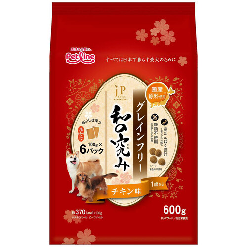 【ペット用】 ペットライン 【国産】JPスタイル グレインフリー 1歳からの犬用 チキン味 600g