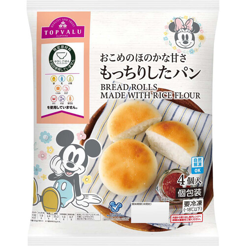 ディズニー おこめのほのかな甘さ もっちりパン　【冷凍】 4個 トップバリュ