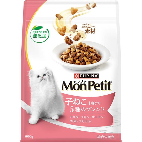 【ペット用】 ネスレピュリナ モンプチ 子ねこ1歳まで5種のブレンド ミルク・チキン・サーモン・お米・まぐろ味 600g