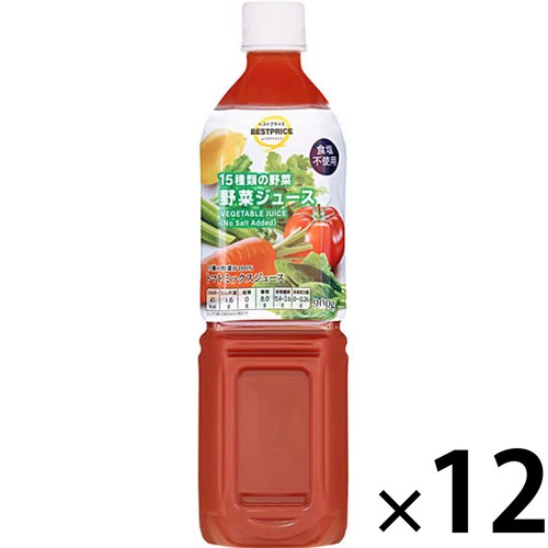 15種類の野菜 野菜ジュース食塩不使用 1ケース 900g x 12本 トップバリュベストプライス