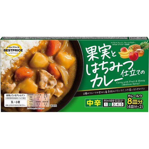 果実とはちみつ仕立てのカレー 中辛 150g トップバリュベストプライス