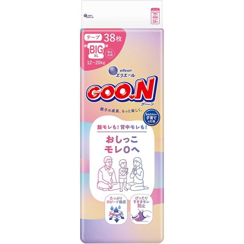 大王製紙 グーン おしっこモレ0へ テープ BIGサイズ (12～20kg) 38枚