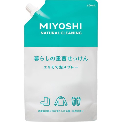 ミヨシ石鹸 暮らしの重曹せっけん エリそで 泡スプレー 600ml Green ミヨシ石鹸 暮らしの重曹せっけん エリそで 泡スプレー 600ml Green
