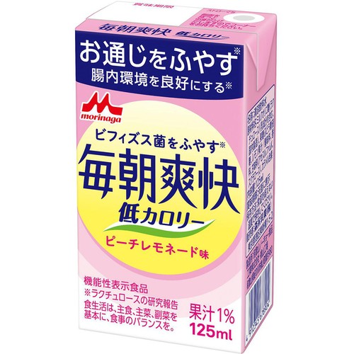 森永乳業 毎朝爽快 低カロリーピーチレモネード味 125ml