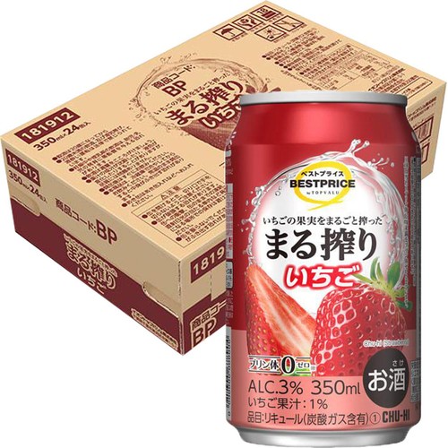 まる搾りいちご 1ケース 350ml x 24本 トップバリュベスト