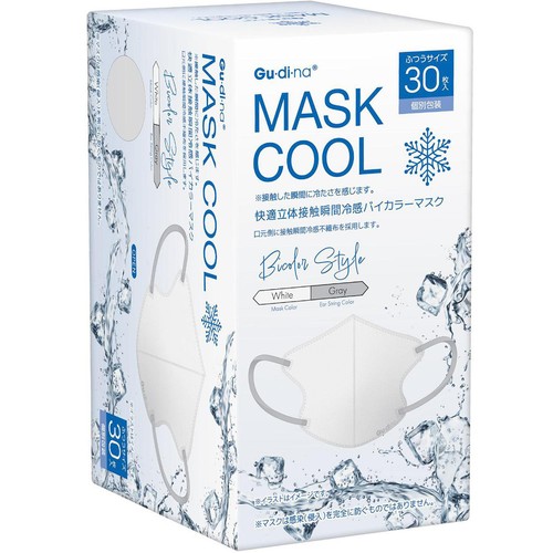 グディナ  MASK COOL バイカラーマスク ふつうサイズ ホワイト 30枚