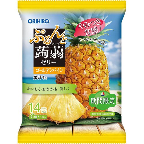 オリヒロ ぷるんと蒟蒻ゼリーパウチ ゴールデンパイン 6個入 Green