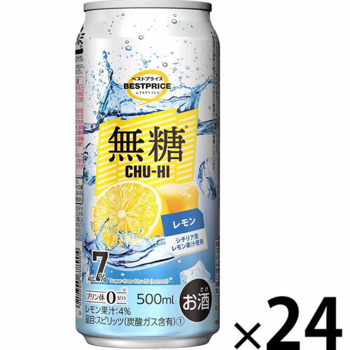 無糖レモン＜ケース＞ 500ml x 24缶 トップバリュベストプライス