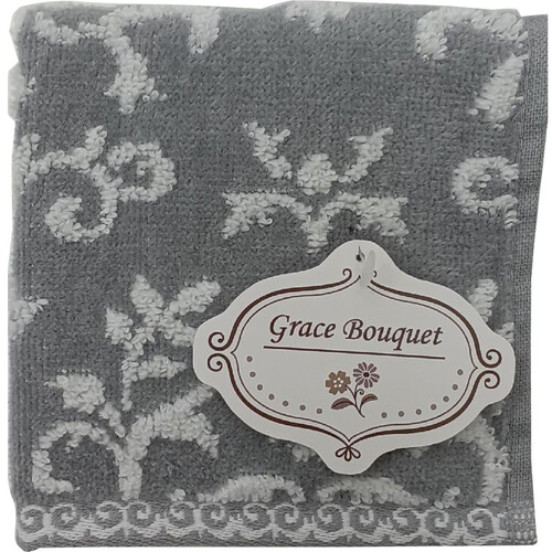 林 無撚糸 グレースアラベスクタオルハンカチ グレー 約25 x 25cm