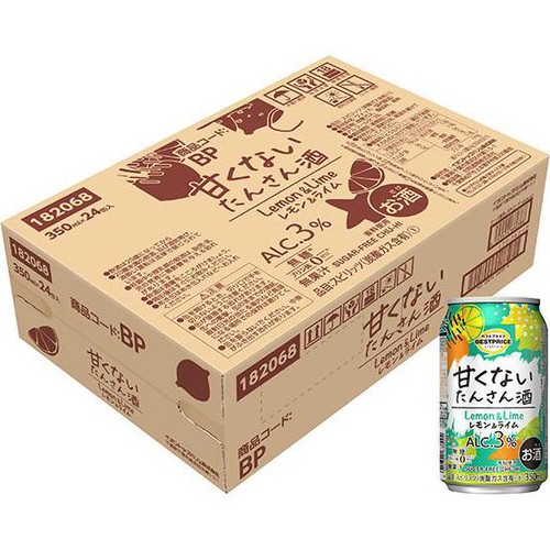 甘くないたんさん酒 レモン&ライム 1ケース 350ml x 24本 トップバリュベストプライス