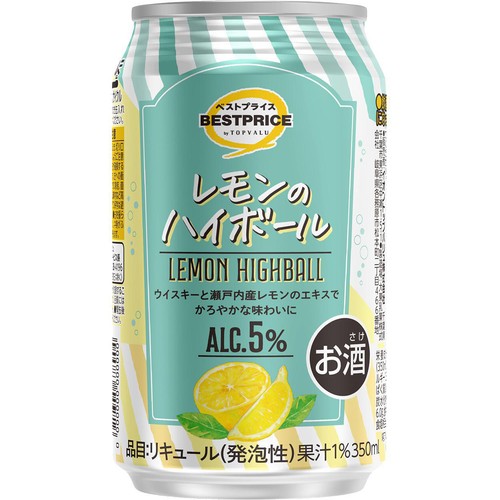 【5%】レモンのハイボール 1ケース 350ml x 24本 トップバリュベストプライス