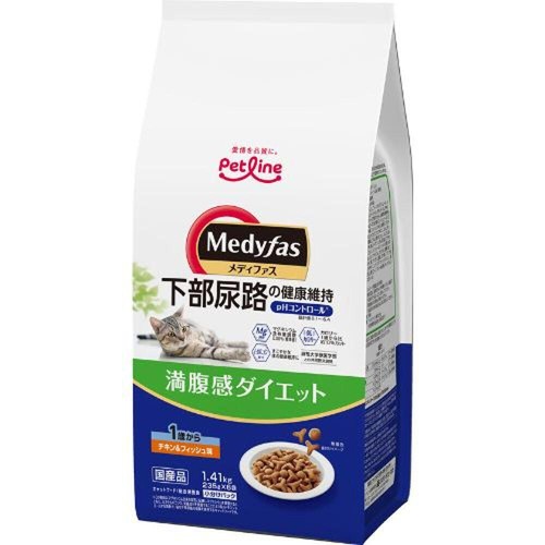 【ペット用】 ペットライン メディファス 満腹感ダイエット 1歳から チキン&フィッシュ味 1.41kg