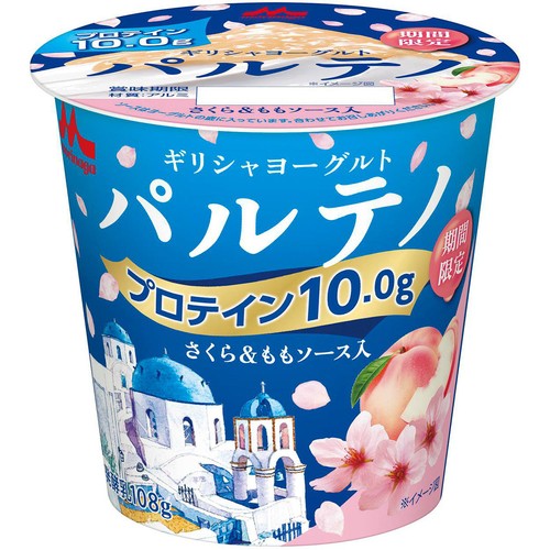 森永乳業 ギリシャヨーグルトパルテノさくら&ももソース入 108g