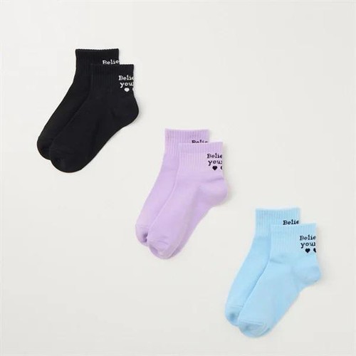 ショートクルーソックス 3足組 アソート 19-24cm トップバリュ