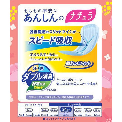 大王製紙 ナチュラ さら肌さらり あんしん吸水ナプキン 24cmロング