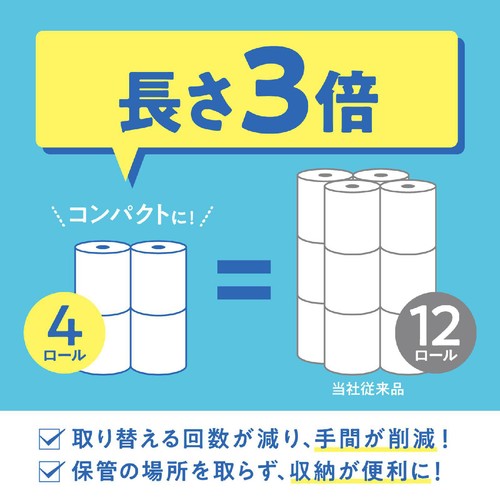 日本製紙クレシア スコッティフラワー 3倍長持ち シングル 150m x 4ロール