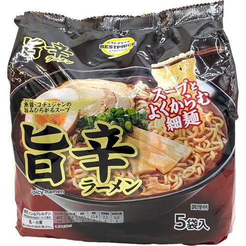 旨辛ラーメン 5食パック 90g x 5袋 トップバリュベストプライス