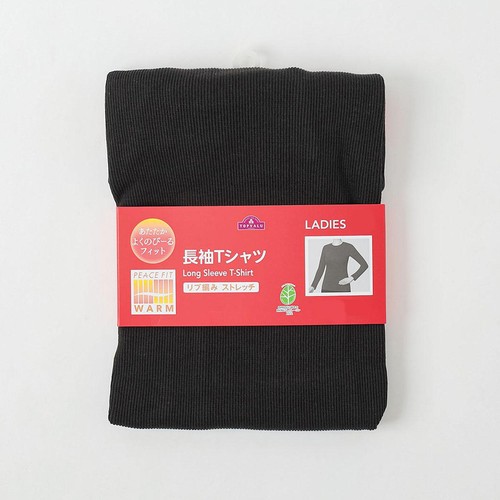 PEACE FIT (ピースフィット) WARM よくのびーる 長袖Tシャツ 婦人 クロ L トップバリュ