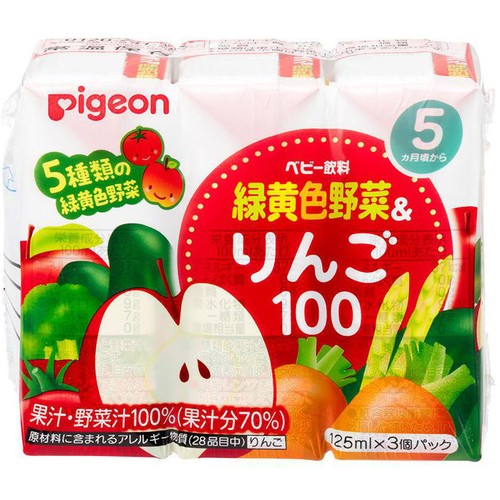 ピジョン 緑黄色野菜&りんご100 5ヵ月頃から 125ml x 3個